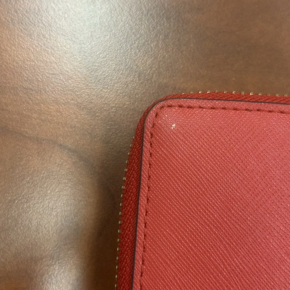 Kate Spade NY Laurel Way Darci Zip Around Wallet Cherry Red‎ Coin Case Saffiano